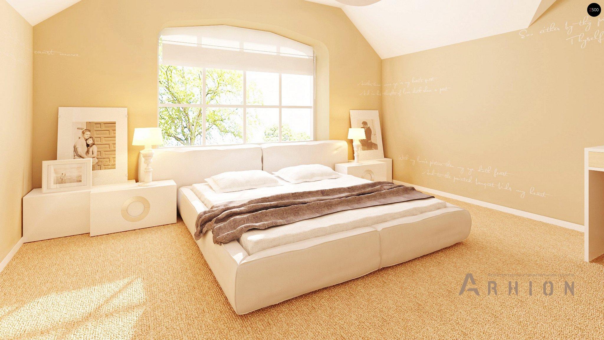 7. Проект одноэтажного дома в европейском стиле с четырехскатной, Z18 dk, площадью - 187 кв c мансардой, балконом